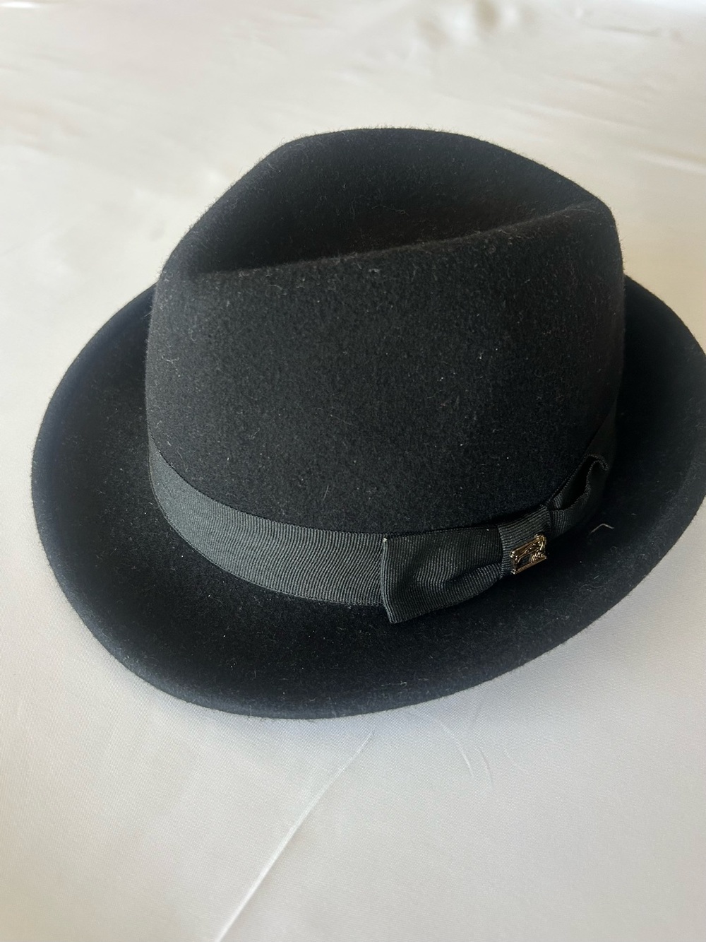 Scotch & Soda Classic Black Wool Fedora Hat with Grosgrain Band - Vintage